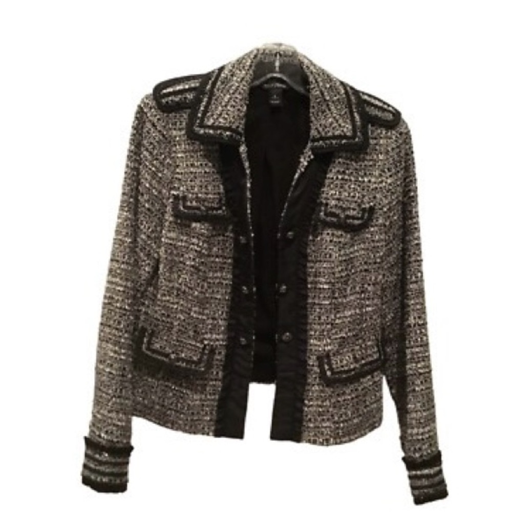 White House Black Market Black and White Tweed Blazer
